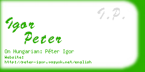 igor peter business card